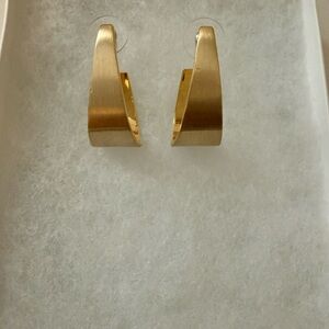 Marlyn Schiff Brushed Gold Curved Hoop Earrings